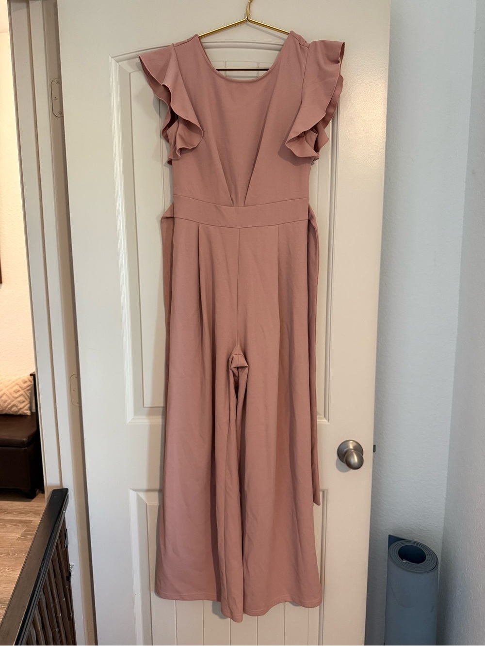 Women's Dusty Rose Ruffle Sleeve Jumpsuit
